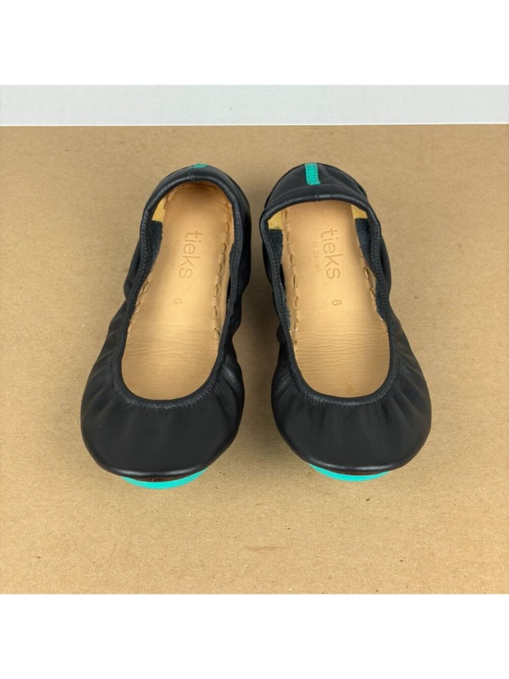 Tieks Leather Ballet Flats Womens 6 Matte Black Foldable Casual Comfort Slip On - Picture 2 of 9